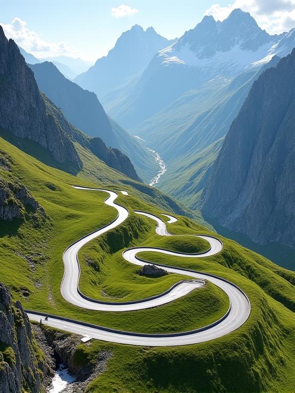 Serpentinen der Großglockner-Hochalpenstraße im Sommer.